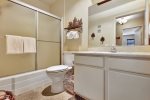 Bathroom with a shower/tub combo